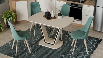 Кухонный раздвижной стол Дели Тип 2 (Бежевый софт, Стекло матовое бежевое) в Южно-Сахалинске - предосмотр 3