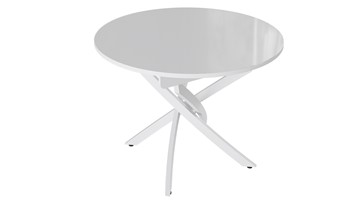 Кухонный раскладной стол Diamond тип 3 (Белый муар/Белый глянец) в Южно-Сахалинске - предосмотр