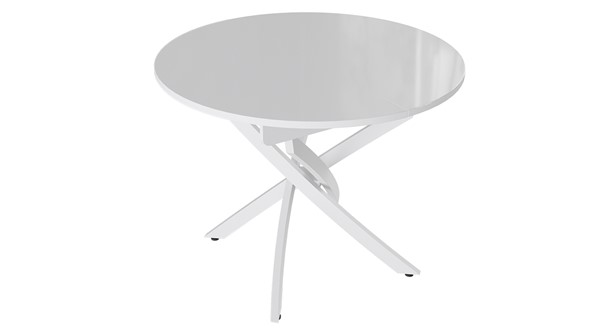 Кухонный раскладной стол Diamond тип 3 (Белый муар/Белый глянец) в Южно-Сахалинске - изображение