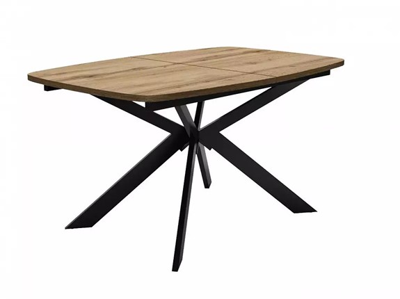 Кухонный раскладной стол Dikline B140 Дуб Галифакс/опоры черные в Южно-Сахалинске - изображение