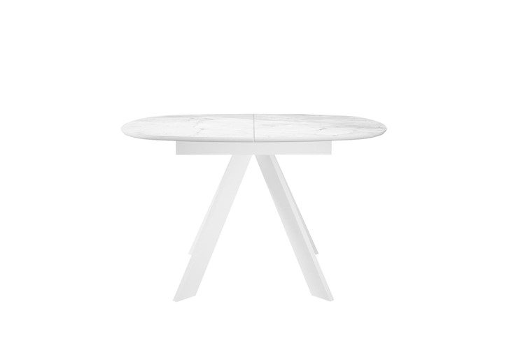 Кухонный стол раздвижной DikLine BK100 Керамика Белый мрамор/подстолье белое/опоры белые в Южно-Сахалинске - изображение 3