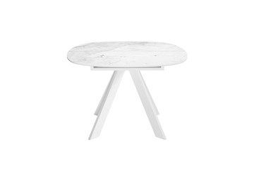 Кухонный стол раздвижной DikLine BK100 Керамика Белый мрамор/подстолье белое/опоры белые в Южно-Сахалинске - предосмотр 5