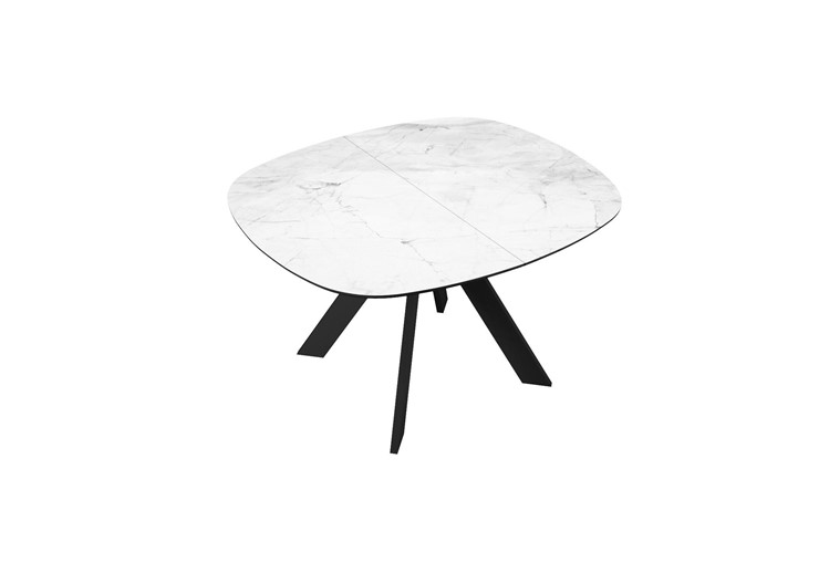 Раздвижной стол DikLine BK100 Керамика Белый мрамор/подстолье черное/опоры черные в Южно-Сахалинске - изображение 1