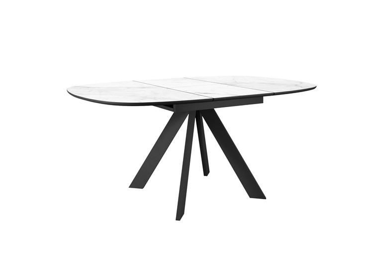 Раздвижной стол DikLine BK100 Керамика Белый мрамор/подстолье черное/опоры черные в Южно-Сахалинске - изображение 3