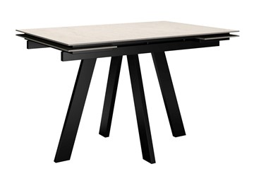 Кухонный стол раскладной DikLine DM120 Хромикс белый / опоры черные в Южно-Сахалинске - предосмотр