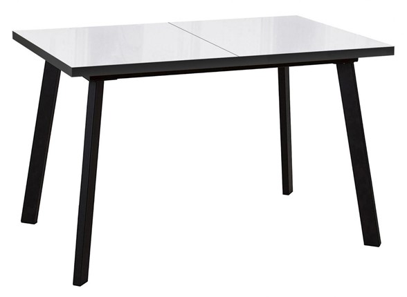 Обеденный раздвижной стол Dikline HBS120 Стекло белое/ножки черные в Южно-Сахалинске - изображение