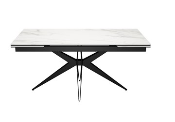 Кухонный раскладной стол DikLine KW160 мрамор С41 (керамика белая)/опоры черные в Южно-Сахалинске - предосмотр