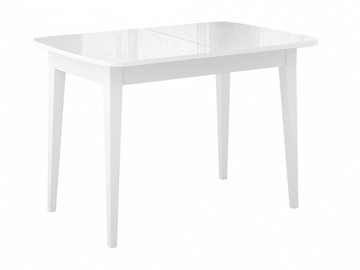 Обеденный раздвижной стол Dikline M110 Белый/стекло белое глянец/ножки MM белые в Южно-Сахалинске