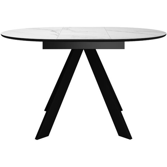 Кухонный стол раздвижной DikLine SKC100 D1000 Керамика Белый мрамор / опоры черные в Южно-Сахалинске - изображение 1