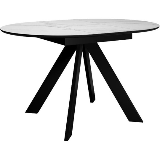 Кухонный стол раздвижной DikLine SKC100 D1000 Керамика Белый мрамор / опоры черные в Южно-Сахалинске - изображение 2