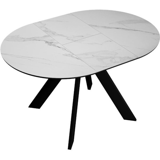 Кухонный стол раздвижной DikLine SKC100 D1000 Керамика Белый мрамор / опоры черные в Южно-Сахалинске - изображение 3