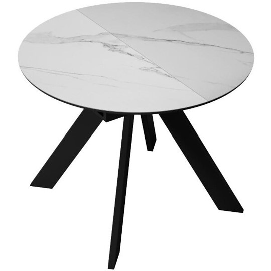 Кухонный стол раздвижной DikLine SKC100 D1000 Керамика Белый мрамор / опоры черные в Южно-Сахалинске - изображение 4
