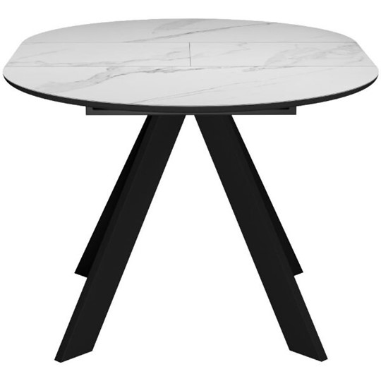 Кухонный стол раздвижной DikLine SKC100 D1000 Керамика Белый мрамор / опоры черные в Южно-Сахалинске - изображение 5