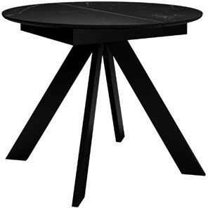 Кухонный стол раздвижной DikLine SKC100 D1000 Керамика Черный мрамор / опоры черные в Южно-Сахалинске