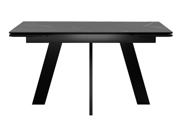 Кухонный раскладной стол DikLine SKM140 Керамика Черный мрамор/подстолье черное/опоры черные (2 уп.) в Южно-Сахалинске