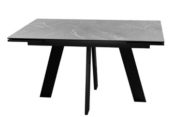 Кухонный стол раскладной DikLine SKM140 Керамика серый мрамор/подстолье черное/опоры черные (2 уп.) в Южно-Сахалинске - предосмотр 1