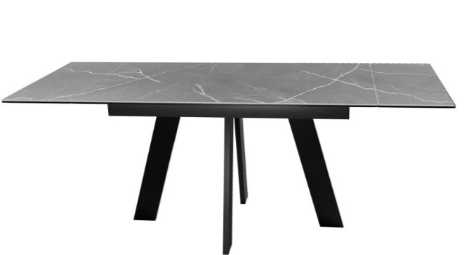 Кухонный стол раскладной DikLine SKM140 Керамика серый мрамор/подстолье черное/опоры черные (2 уп.) в Южно-Сахалинске - изображение 2