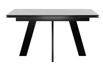 Кухонный стол раскладной DikLine SKM140 Керамика серый мрамор/подстолье черное/опоры черные (2 уп.) в Южно-Сахалинске - предосмотр 3