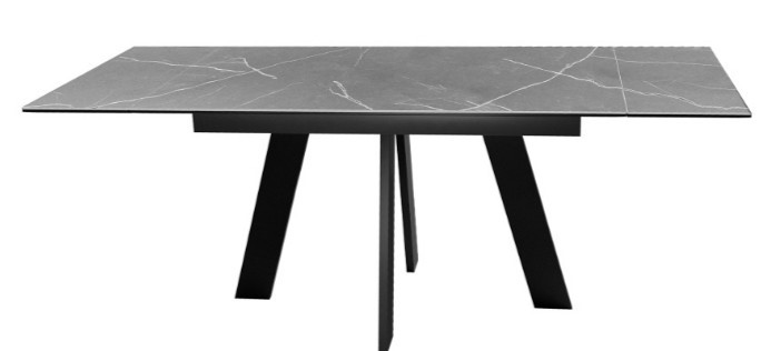 Кухонный стол раскладной DikLine SKM140 Керамика серый мрамор/подстолье черное/опоры черные (2 уп.) в Южно-Сахалинске - изображение 4