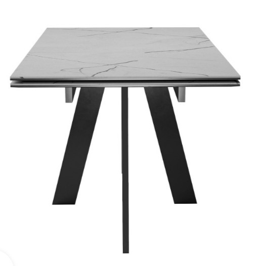 Кухонный стол раскладной DikLine SKM140 Керамика серый мрамор/подстолье черное/опоры черные (2 уп.) в Южно-Сахалинске - изображение 5