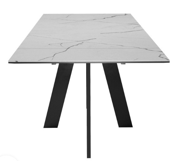 Кухонный стол раскладной DikLine SKM140 Керамика серый мрамор/подстолье черное/опоры черные (2 уп.) в Южно-Сахалинске - изображение 6