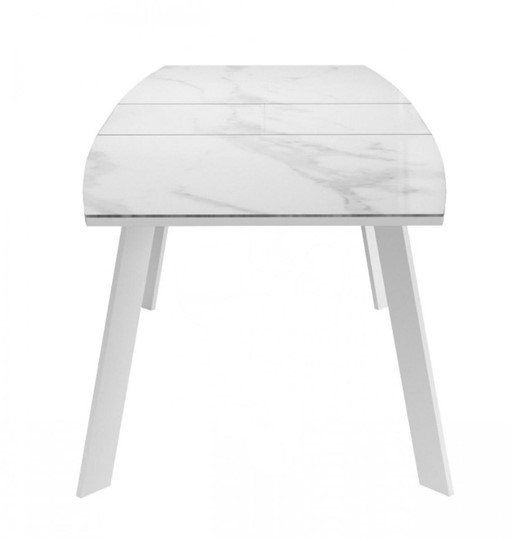 Кухонный стол раздвижной Dikline XLS160 мрамор белый глянец/ножки белые в Южно-Сахалинске - изображение 3