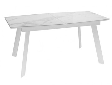 Кухонный стол раздвижной Dikline XLS160 мрамор белый глянец/ножки белые в Южно-Сахалинске - предосмотр