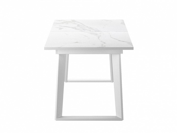 Кухонный стол раскладной Dikline ZLS140 Мрамор белый глянец/ножки белые в Южно-Сахалинске - изображение 2
