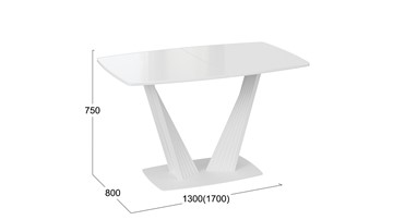 Кухонный стол раздвижной Фабио тип 1 (Белый матовый, Стекло глянцевое белое) в Южно-Сахалинске - предосмотр 4