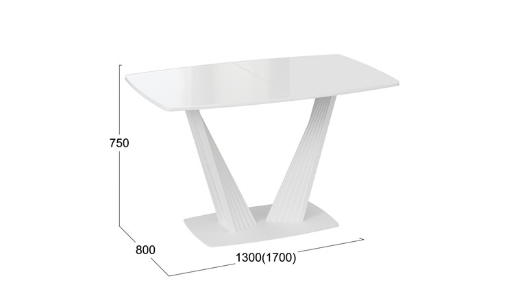 Кухонный стол раздвижной Фабио тип 1 (Белый матовый, Стекло глянцевое белое) в Южно-Сахалинске - изображение 4