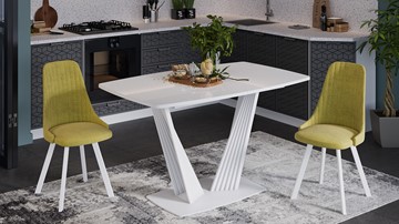 Кухонный стол раздвижной Фабио тип 1 (Белый матовый, Стекло глянцевое белое) в Южно-Сахалинске - предосмотр 5