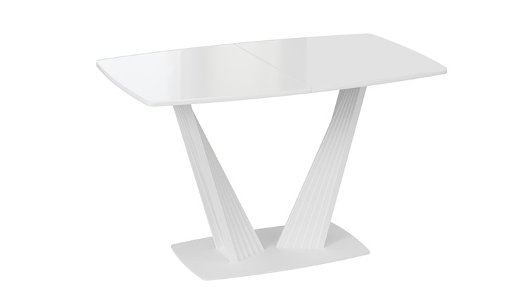 Кухонный стол раздвижной Фабио тип 1 (Белый матовый, Стекло глянцевое белое) в Южно-Сахалинске - изображение 2
