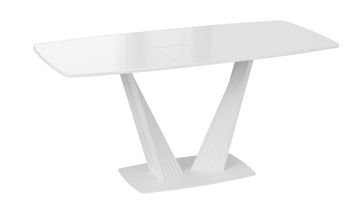 Кухонный стол раздвижной Фабио тип 1 (Белый матовый, Стекло глянцевое белое) в Южно-Сахалинске - изображение 3
