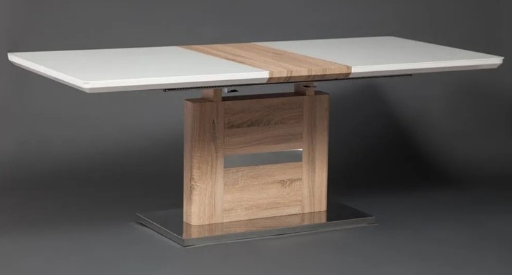 Кухонный стол раздвижной FOSTER (mod. 8070) high glossy/закаленное стекло, 160/200x90x75, дерево/белый в Южно-Сахалинске - изображение 11