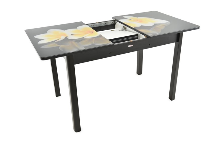 Кухонный стол раздвижной Гамбург исп. 1, ноги метал. крашеные №23 (Exclusive h273/черный) в Южно-Сахалинске - изображение 2