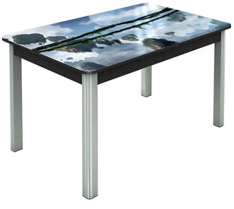 Кухонный стол раскладной Гамбург Мини, ноги метал. крашеные №23 (Exclusive h193/черный) в Южно-Сахалинске