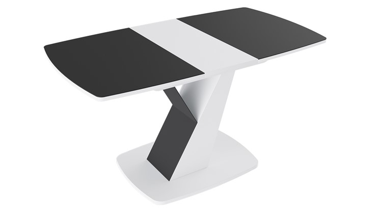 Кухонный стол раскладной Гарда тип 1, цвет Белый/Стекло матовое черный графит в Южно-Сахалинске - изображение 1