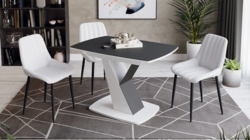 Кухонный стол раскладной Гарда тип 1, цвет Белый/Стекло матовое черный графит в Южно-Сахалинске - предосмотр 2