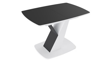 Кухонный стол раскладной Гарда тип 1, цвет Белый/Стекло матовое черный графит в Южно-Сахалинске - предосмотр