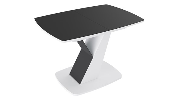 Кухонный стол раскладной Гарда тип 1, цвет Белый/Стекло матовое черный графит в Южно-Сахалинске - изображение