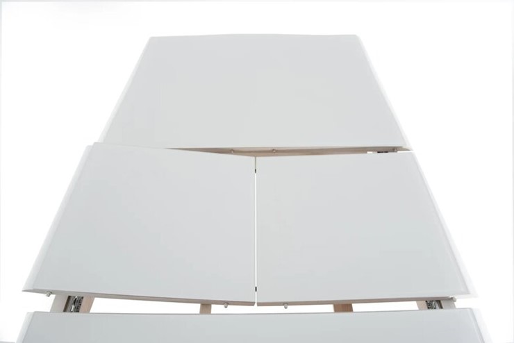 Кухонный раздвижной стол Кабриоль GLASS 1200х800, (Тон 9 - Эмаль белая + Белое стекло) в Южно-Сахалинске - изображение 4