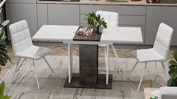 Кухонный раздвижной стол Кёльн тип 1 (Ателье темный, Белый, Стекло Белый глянец) в Южно-Сахалинске - предосмотр 3