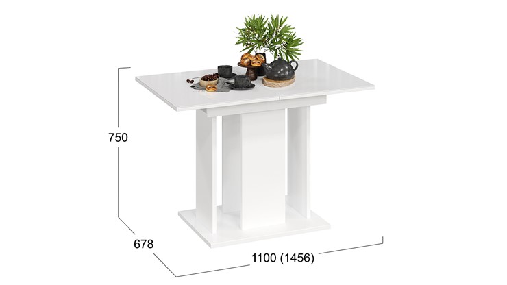 Обеденный раздвижной стол Кёльн тип 1 (Белый, Стекло Белый глянец) в Южно-Сахалинске - изображение 2