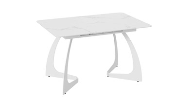 Кухонный раскладной стол Конкорд Тип 2 (Белый муар/Стекло матовое белый мрамор) в Южно-Сахалинске - предосмотр 2