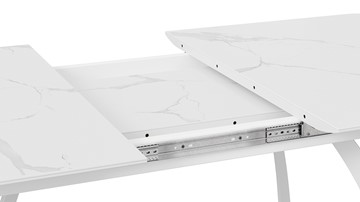 Кухонный раскладной стол Конкорд Тип 2 (Белый муар/Стекло матовое белый мрамор) в Южно-Сахалинске - предосмотр 4