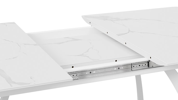 Кухонный раскладной стол Конкорд Тип 2 (Белый муар/Стекло матовое белый мрамор) в Южно-Сахалинске - изображение 4
