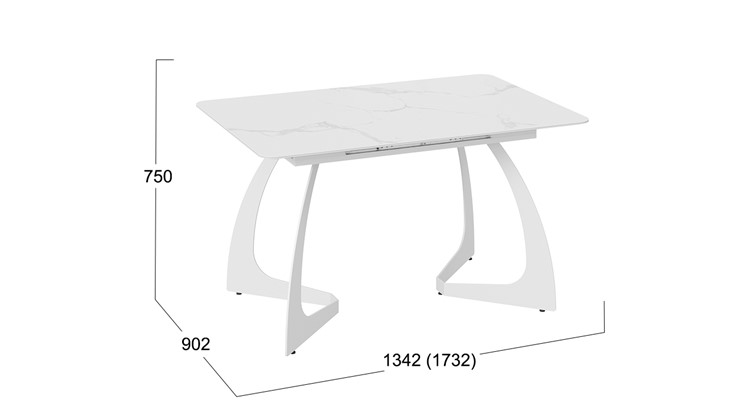 Кухонный раскладной стол Конкорд Тип 2 (Белый муар/Стекло матовое белый мрамор) в Южно-Сахалинске - изображение 7