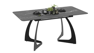 Раздвижной стол Конкорд Тип 2 (Черный муар/Стекло матовое черный мрамор) в Южно-Сахалинске - предосмотр 1