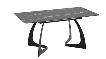 Раздвижной стол Конкорд Тип 2 (Черный муар/Стекло матовое черный мрамор) в Южно-Сахалинске - предосмотр 3