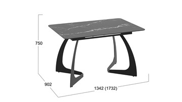 Раздвижной стол Конкорд Тип 2 (Черный муар/Стекло матовое черный мрамор) в Южно-Сахалинске - предосмотр 7